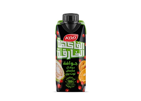 عصير الفاكهة الخارقة – الجوافة، التوت البري، المشمش والبرتقال